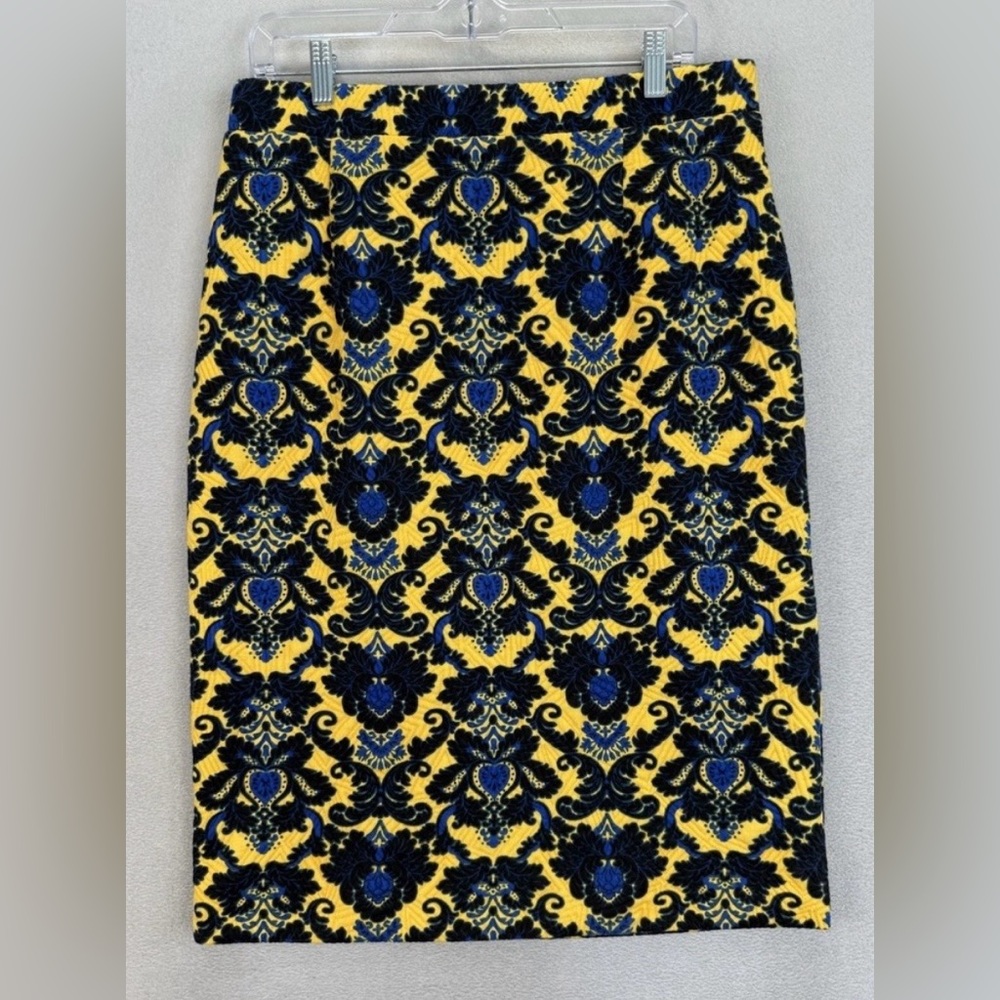 Brixon Ivy Yellow and Blue Patterned Pencil Skirt Size XL